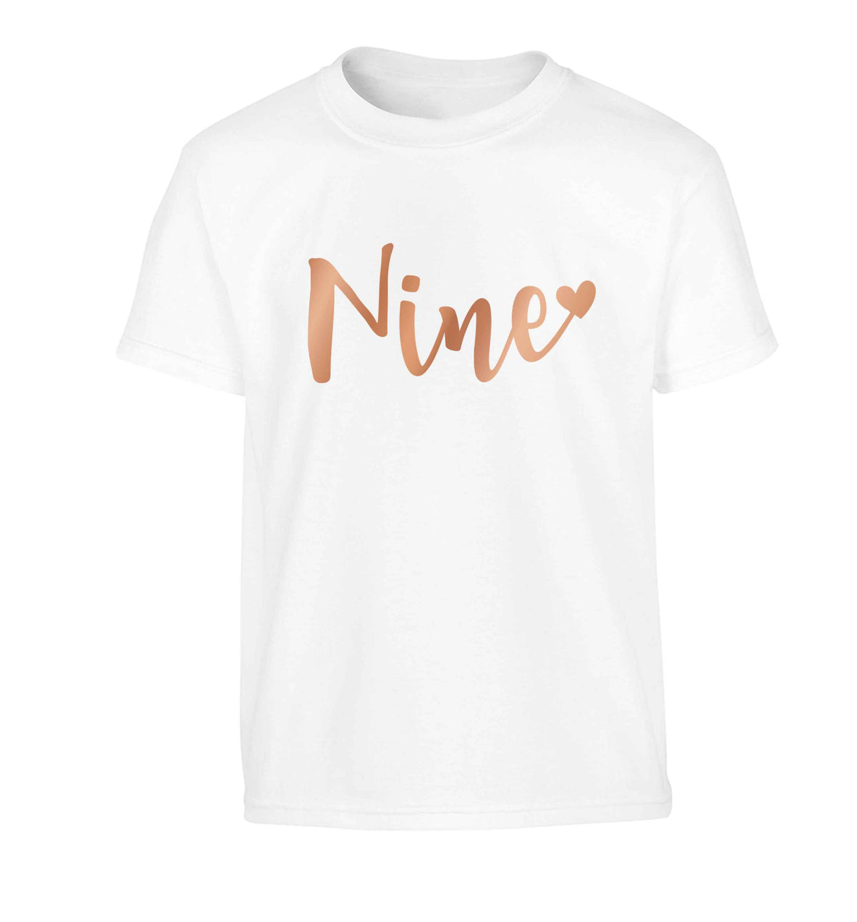 Rose gold nine Children's white Tshirt 12-13 Years