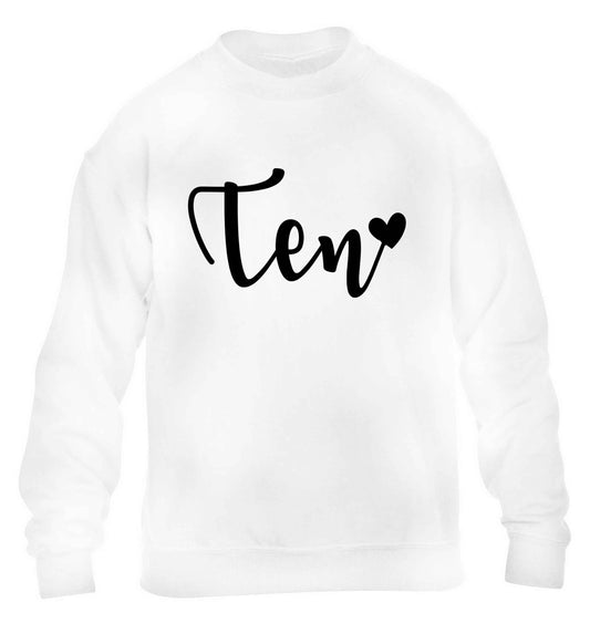 Ten and heart children's white sweater 12-13 Years