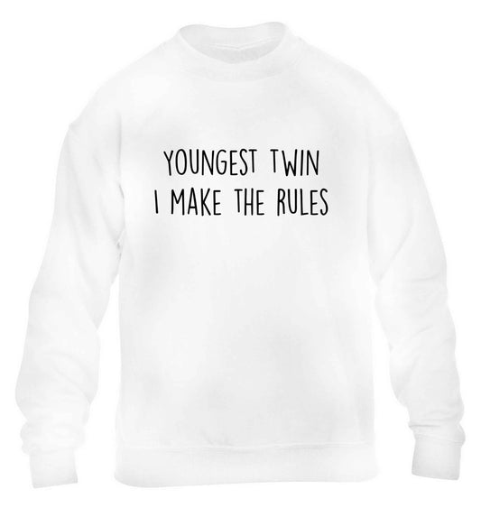 Youngest twin I make the rules children's white sweater 12-13 Years
