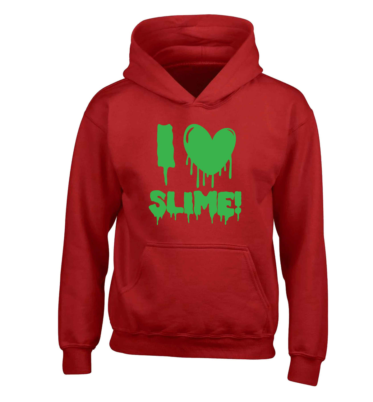 Neon green I love slime children's red hoodie 12-13 Years