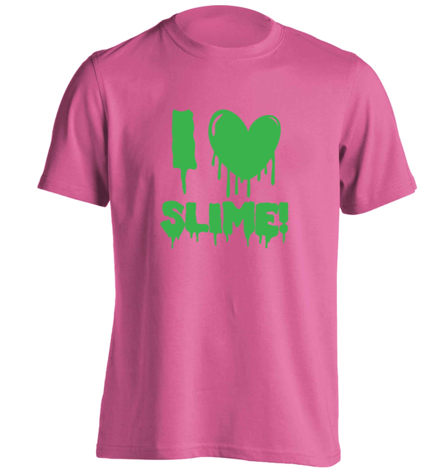 Neon green I love slime adults unisex pink Tshirt 2XL