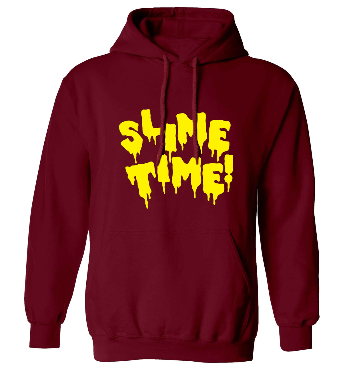 Neon yellow slime time adults unisex maroon hoodie 2XL