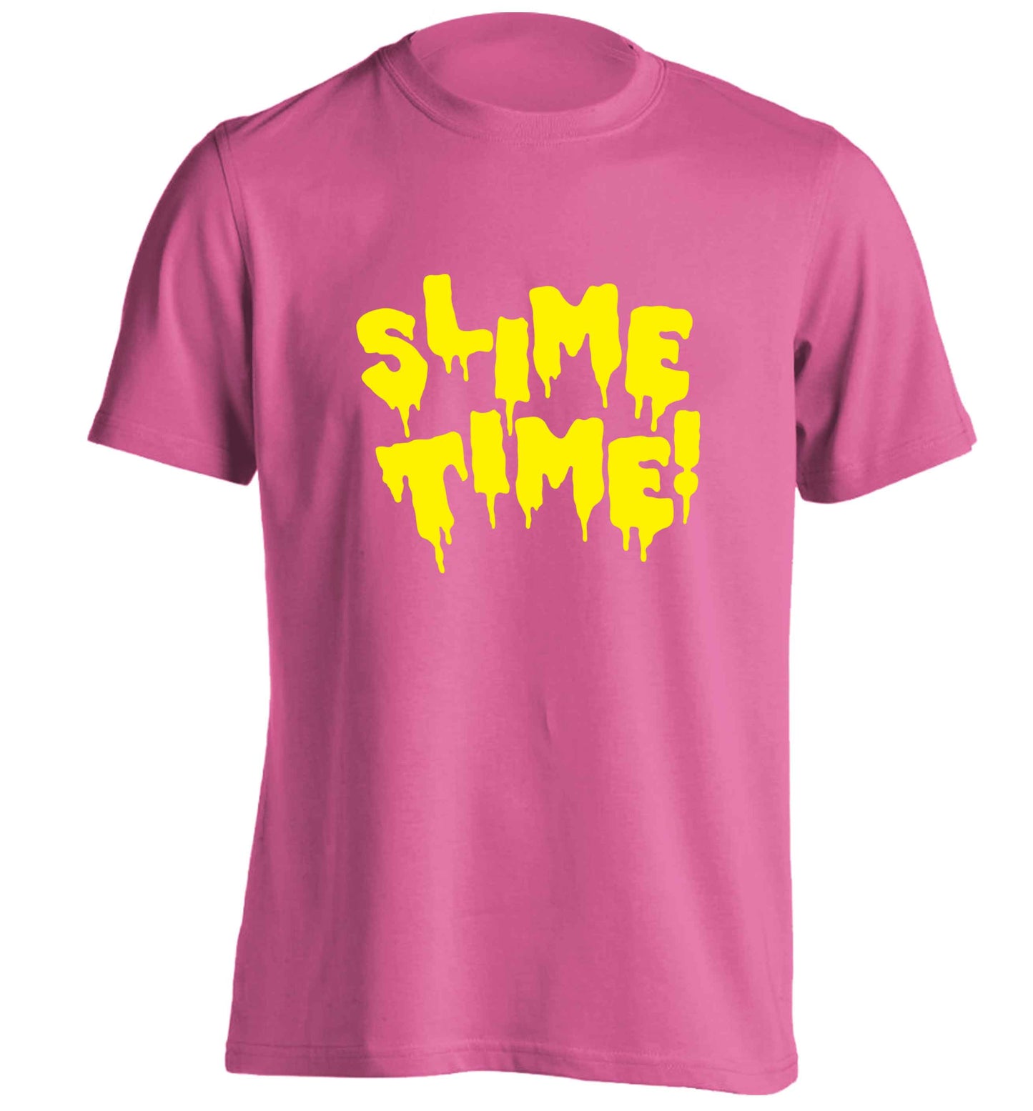 Neon yellow slime time adults unisex pink Tshirt 2XL