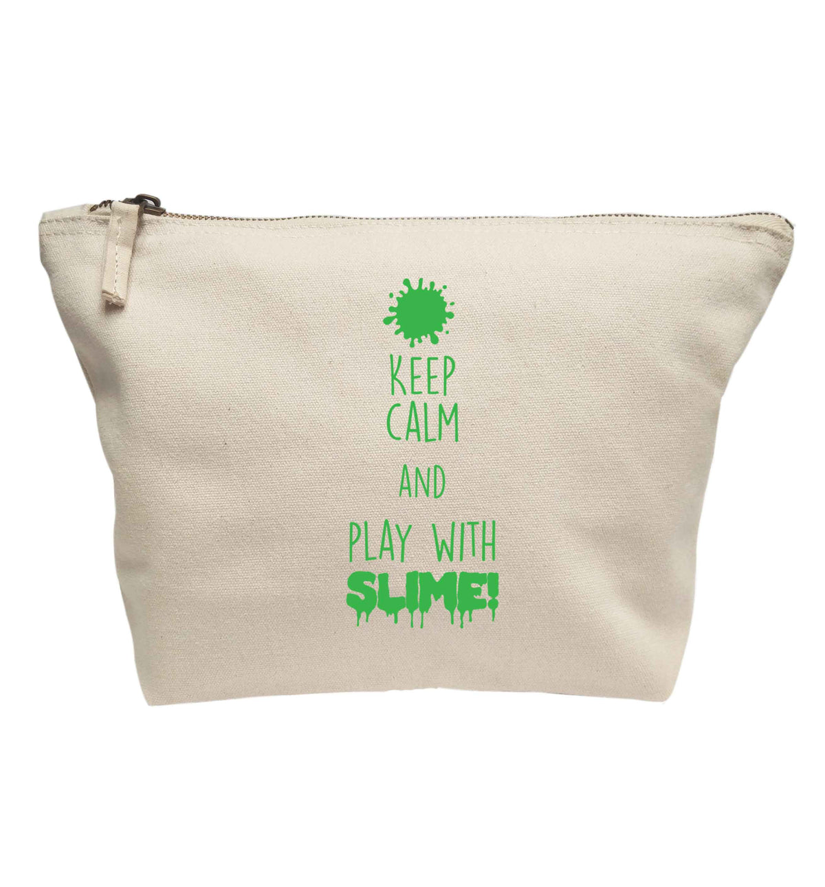 Neon green keep calm and play with slime!| Makeup / wash bag