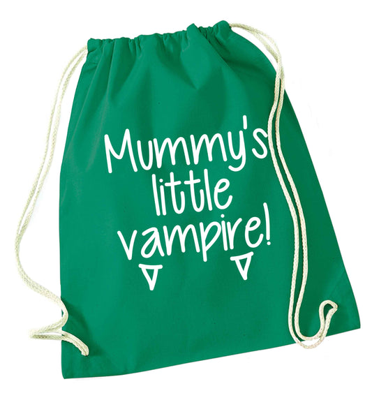 Mummy's little vampire green drawstring bag