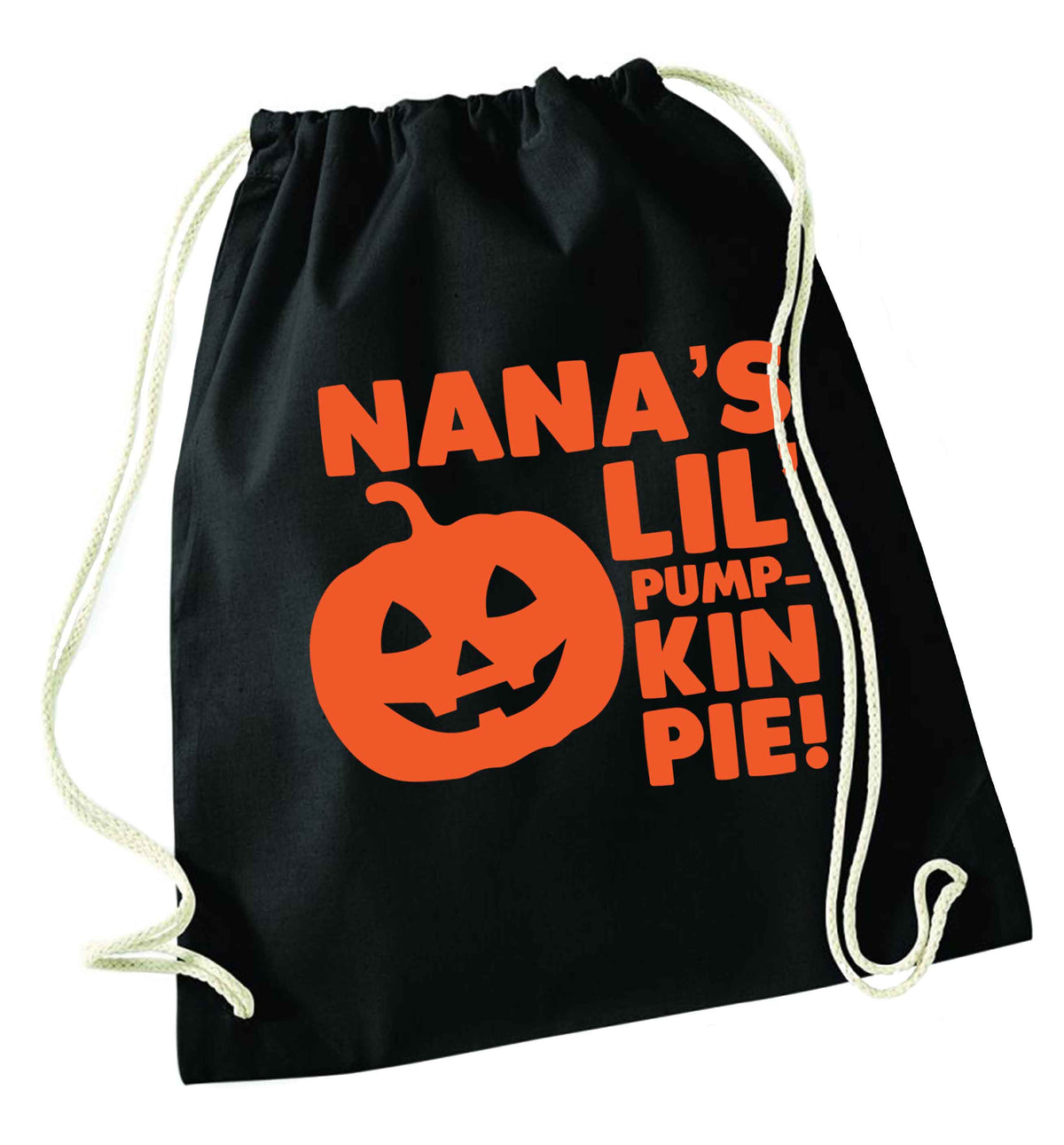 Nana's lil' pumpkin pie black drawstring bag