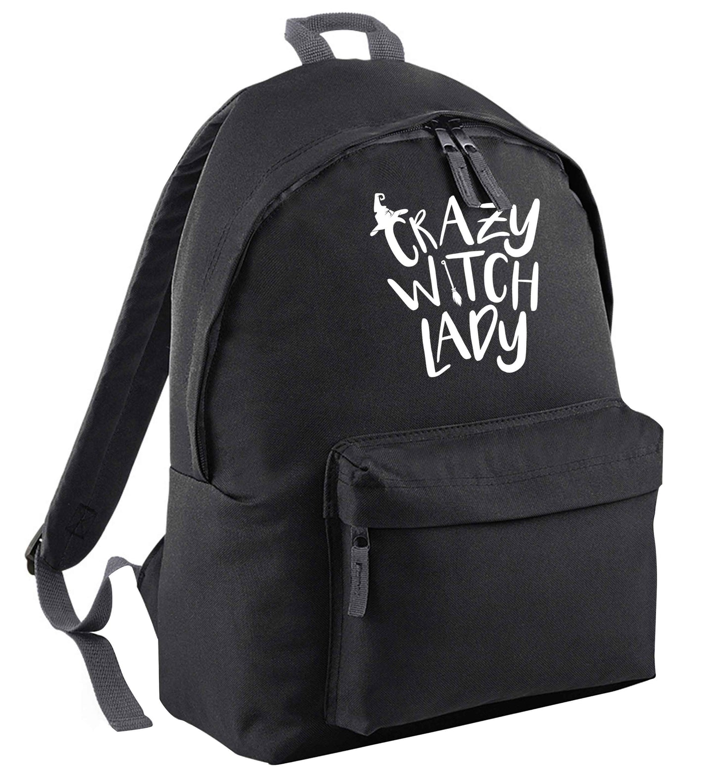 Crazy witch lady black adults backpack