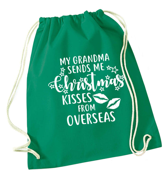 Grandma Christmas Kisses Overseas green drawstring bag