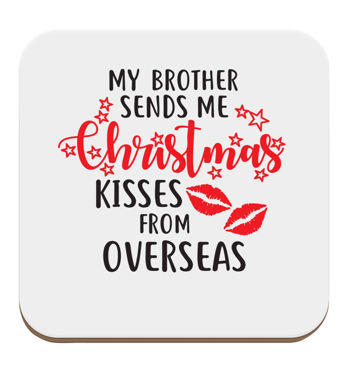 Brother Christmas Kisses Overseas set of four coasters