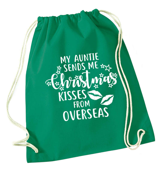 Auntie Christmas Kisses Overseas green drawstring bag