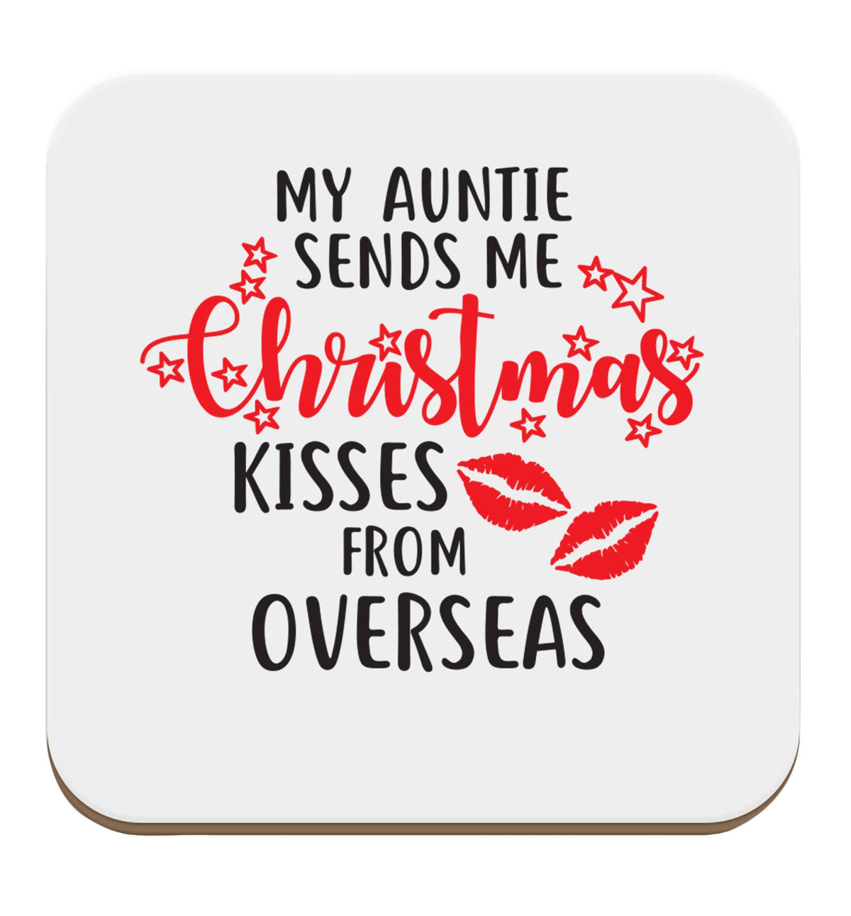 Auntie Christmas Kisses Overseas set of four coasters