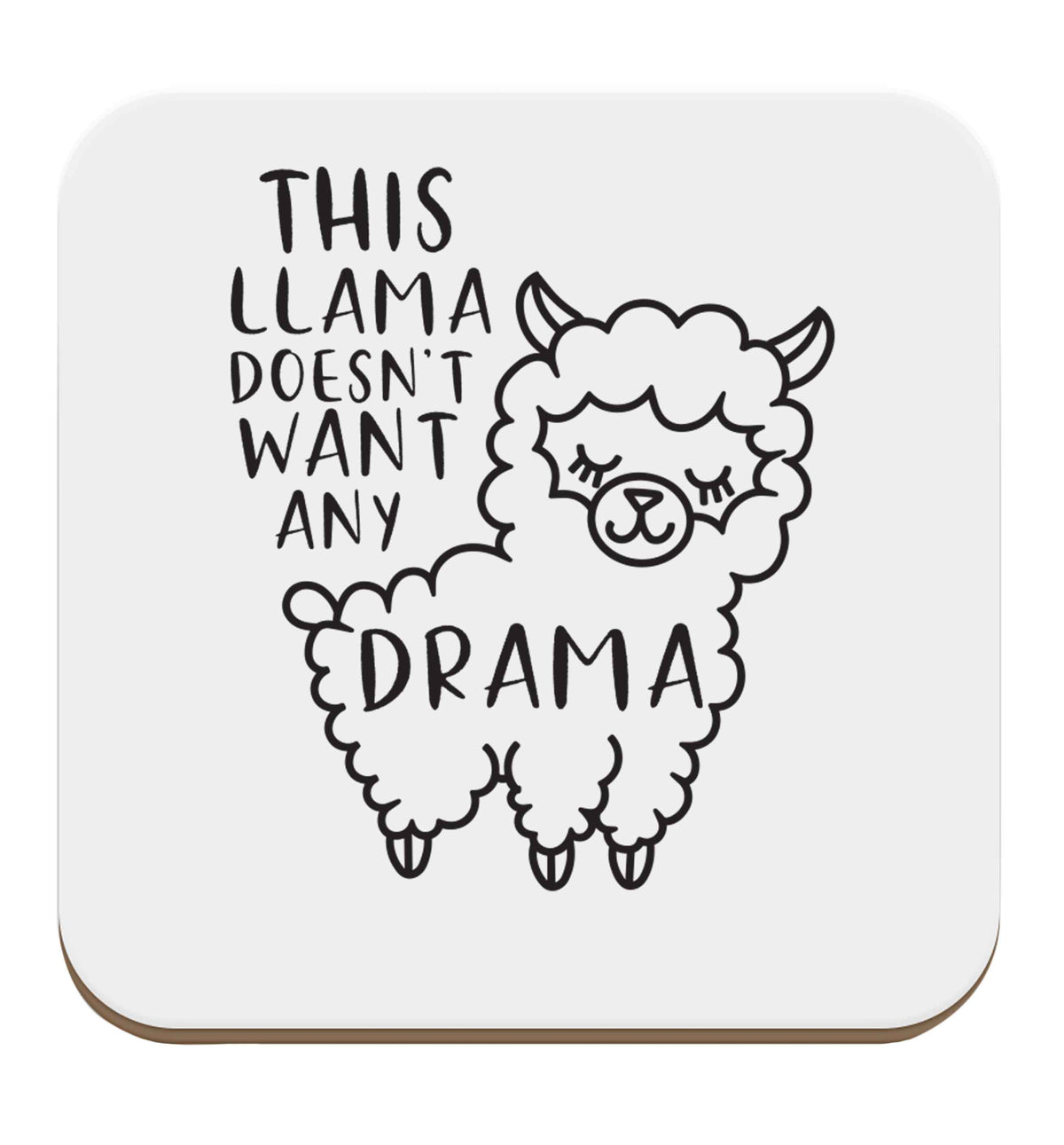 This Llama doesn't want any drama set of four coasters
