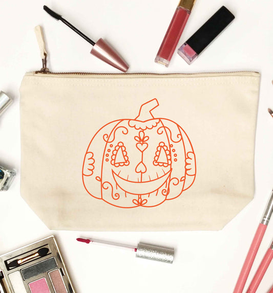 Pumpkin sugar skull natural makeup bag
