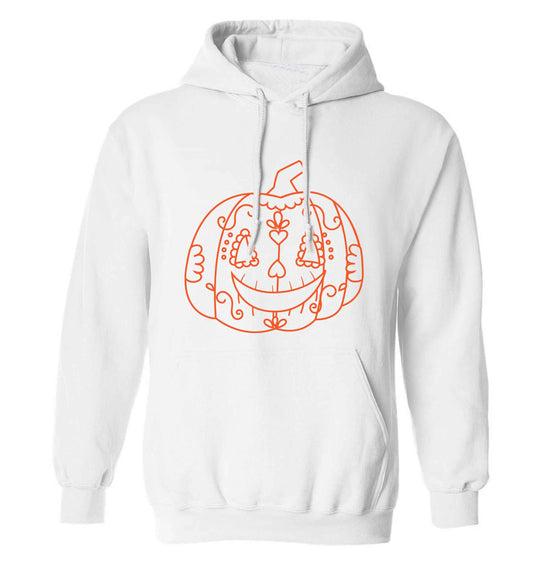 Pumpkin sugar skull adults unisex white hoodie 2XL