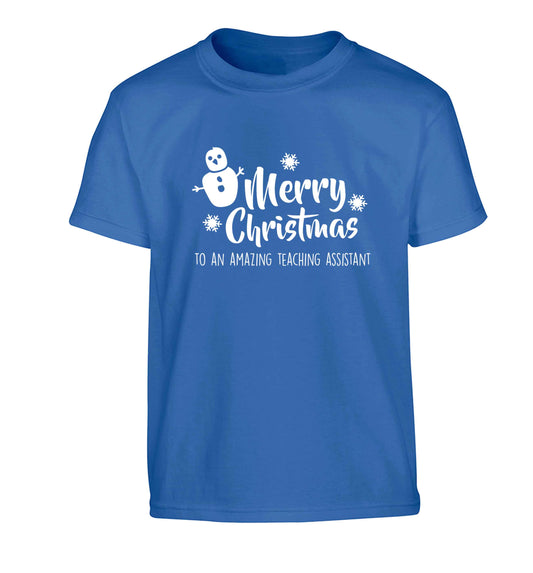 Merry christmas to my teacher Children's blue Tshirt 12-13 Years