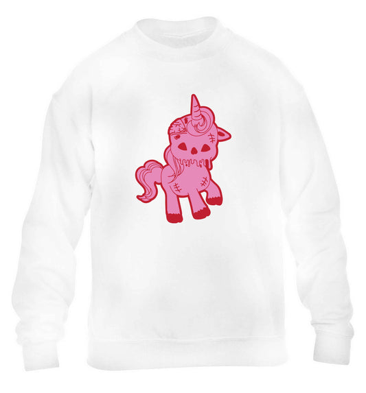 Zombie unicorn zombiecorn children's white sweater 12-13 Years
