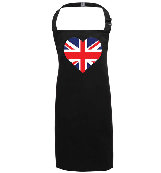 Union Jack Heart black apron 7-10 years