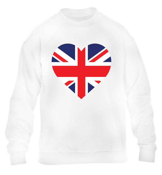 Union Jack Heart children's white sweater 12-13 Years