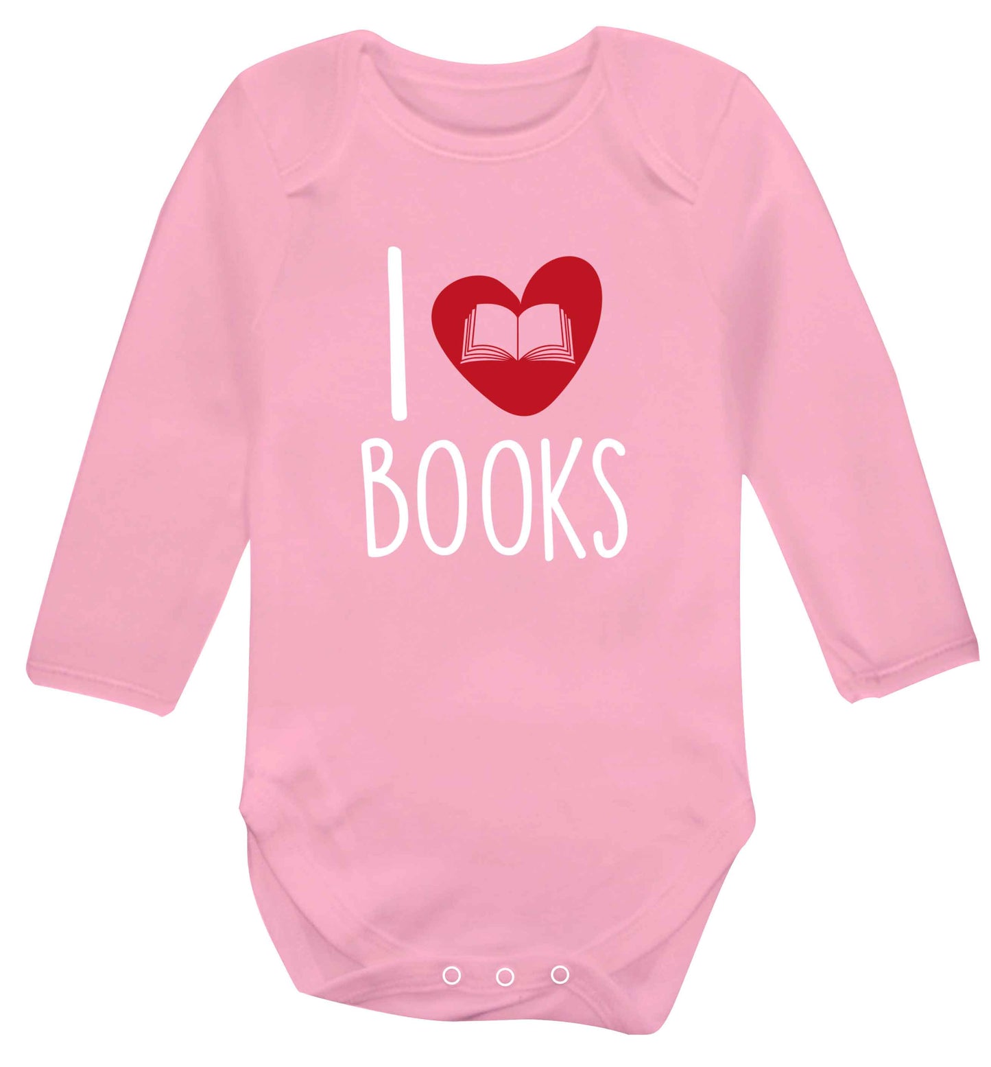 I love books baby vest long sleeved pale pink 6-12 months