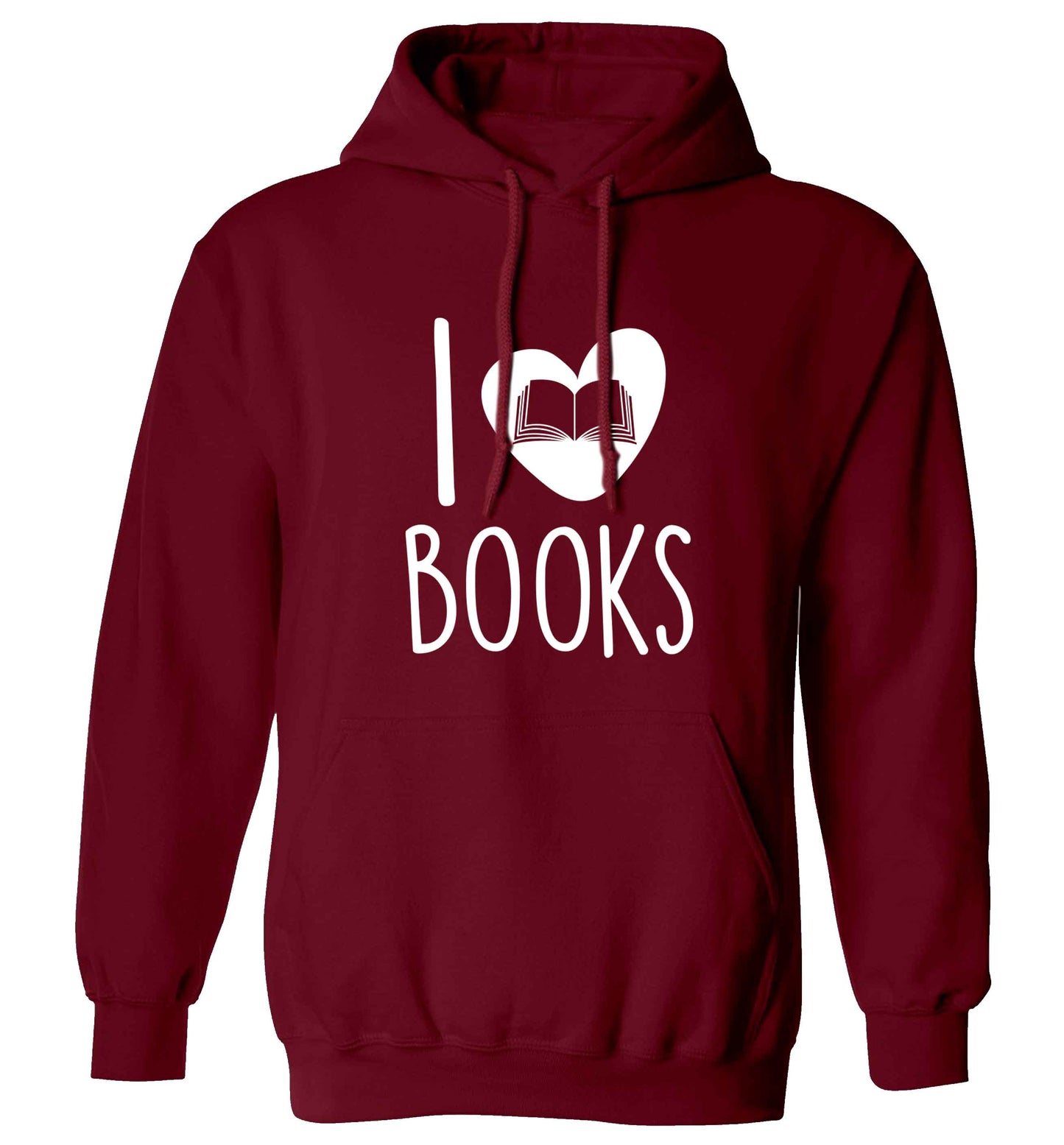 I love books adults unisex maroon hoodie 2XL