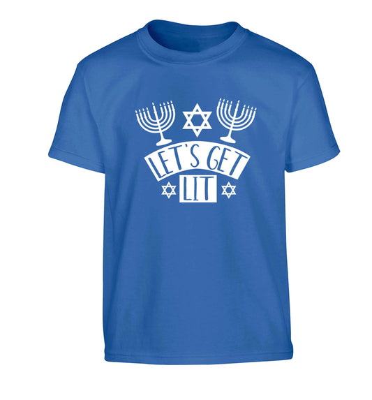 Let's get lit Children's blue Tshirt 12-13 Years
