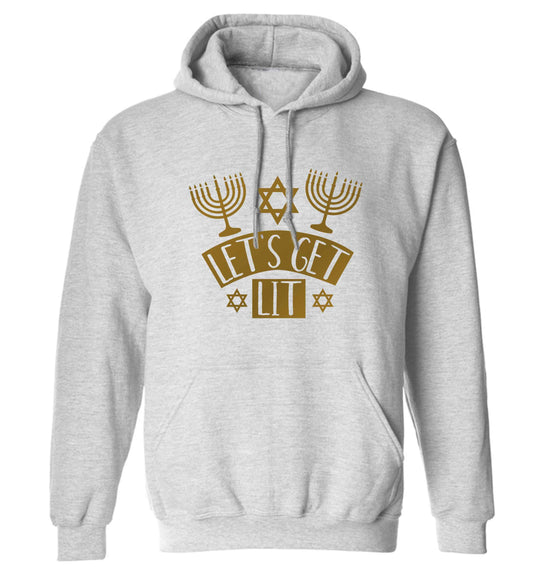 Let's get lit adults unisex grey hoodie 2XL