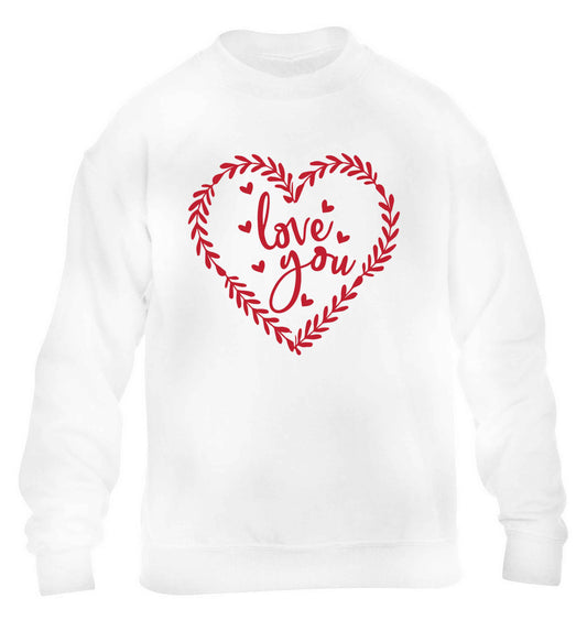 Love you children's white sweater 12-13 Years