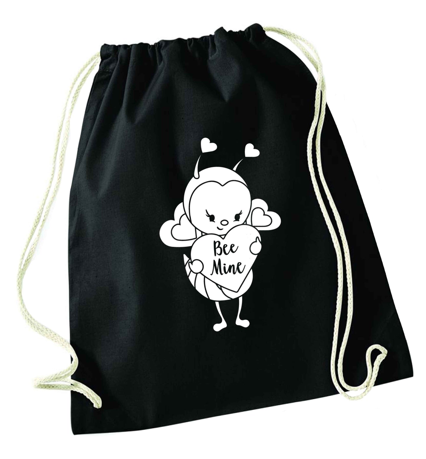 Bee mine black drawstring bag