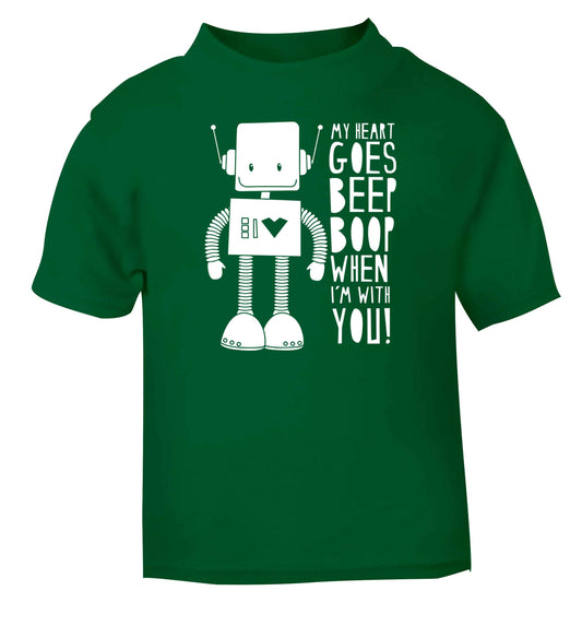 My heart goes beep boop when I'm with you green baby toddler Tshirt 2 Years