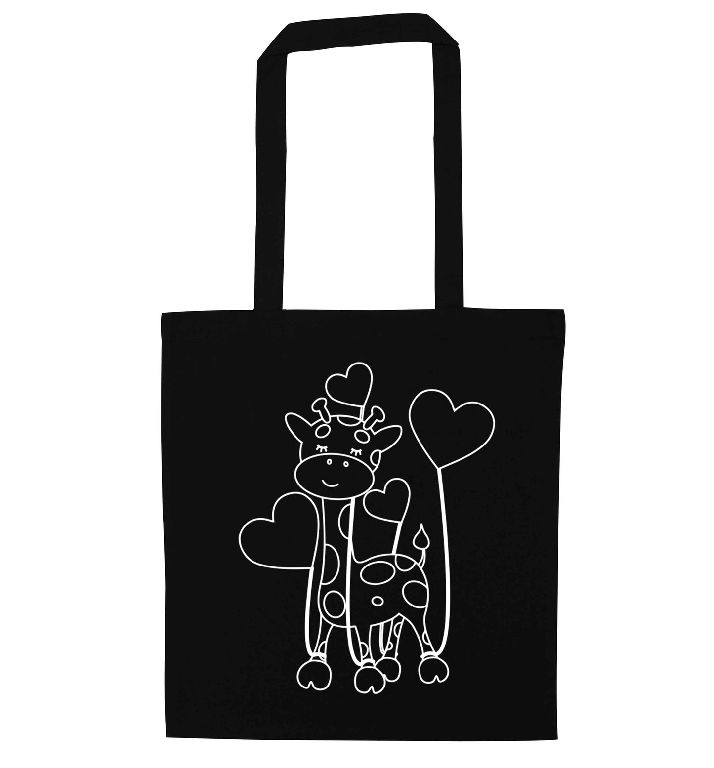 Valentine giraffe black tote bag