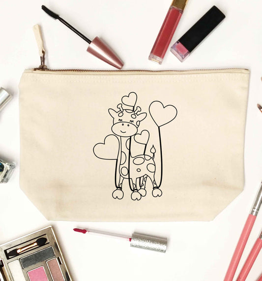 Valentine giraffe natural makeup bag