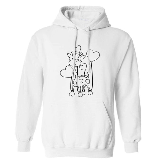 Valentine giraffe adults unisex white hoodie 2XL