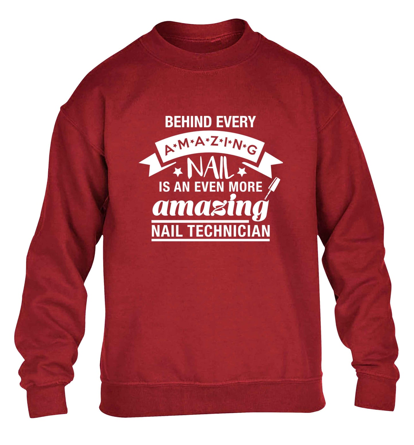 Behind every amazing nail is an even more amazing nail technician children's grey sweater 12-13 Years