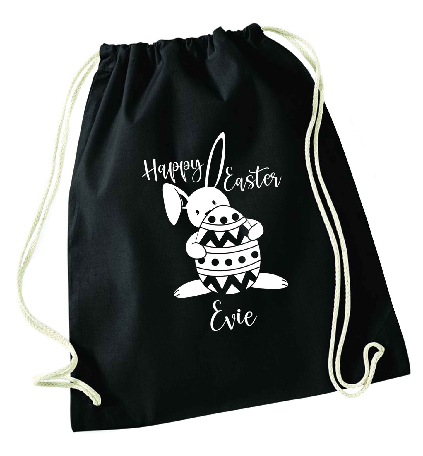 Happy Easter - personalised black drawstring bag