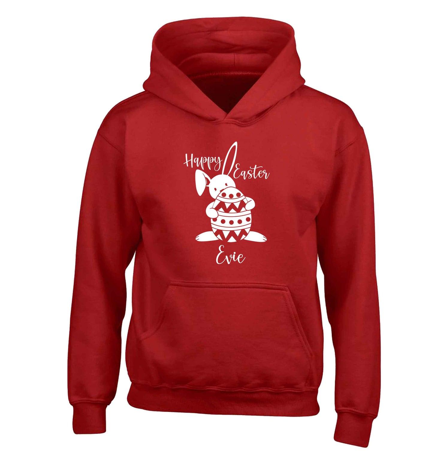 Happy Easter - personalised children's red hoodie 12-13 Years