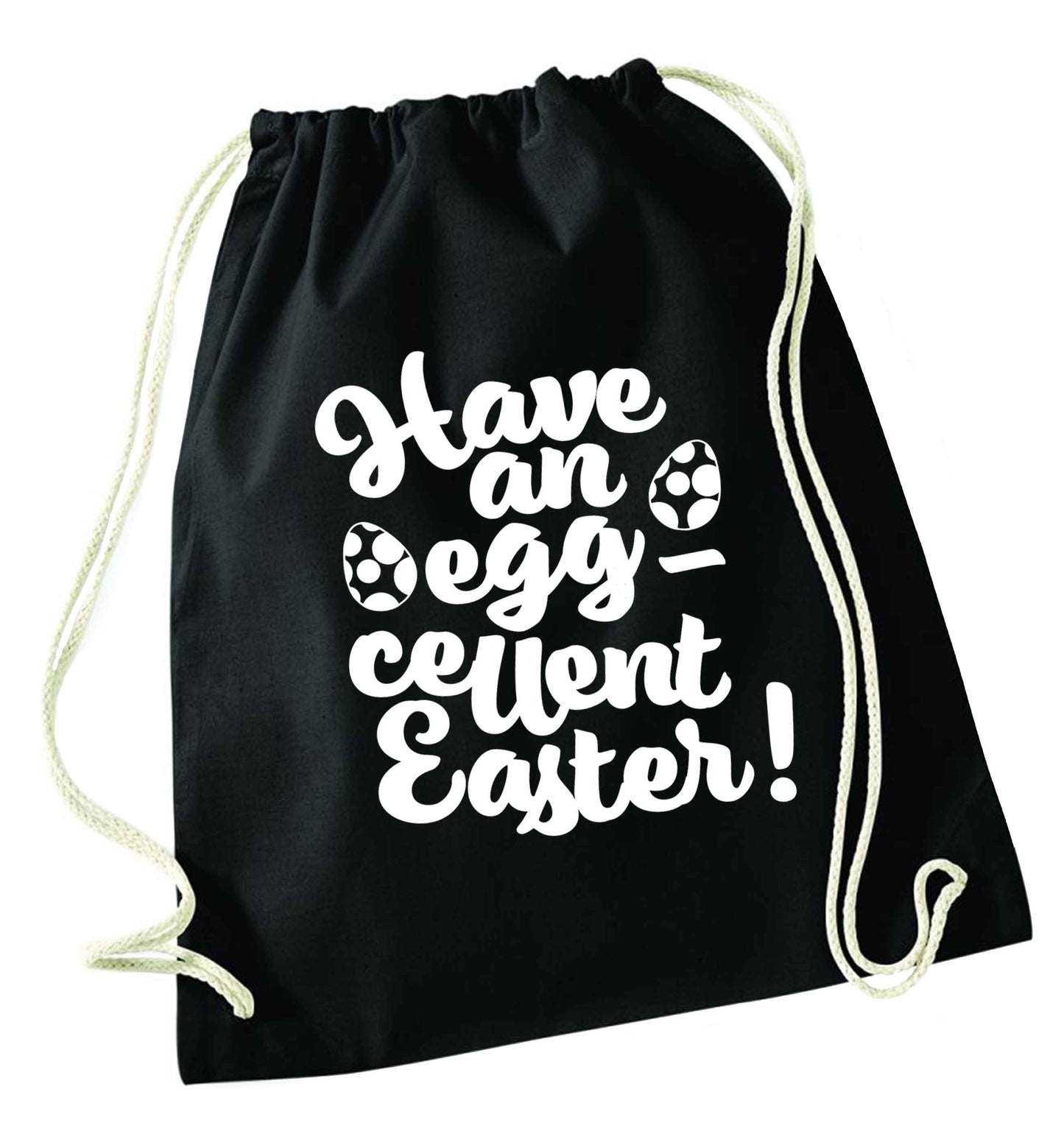 Have an eggcellent Easter black drawstring bag