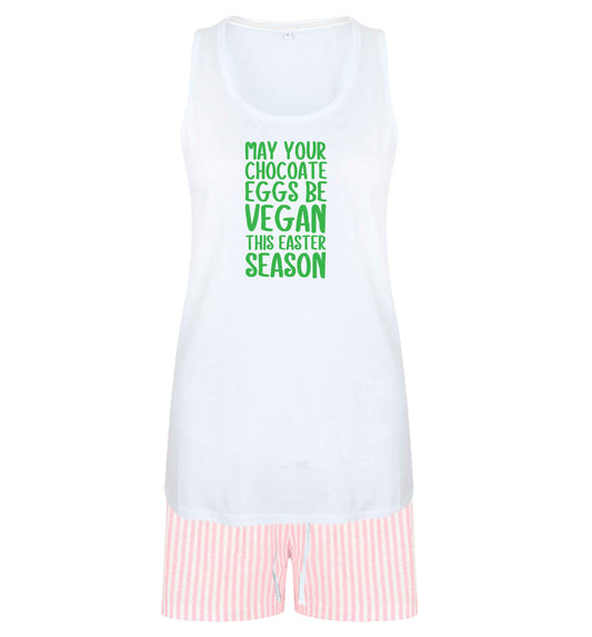 Easter bunny approved! Vegans will love this easter themed size XL women's pyjama shorts set in pink