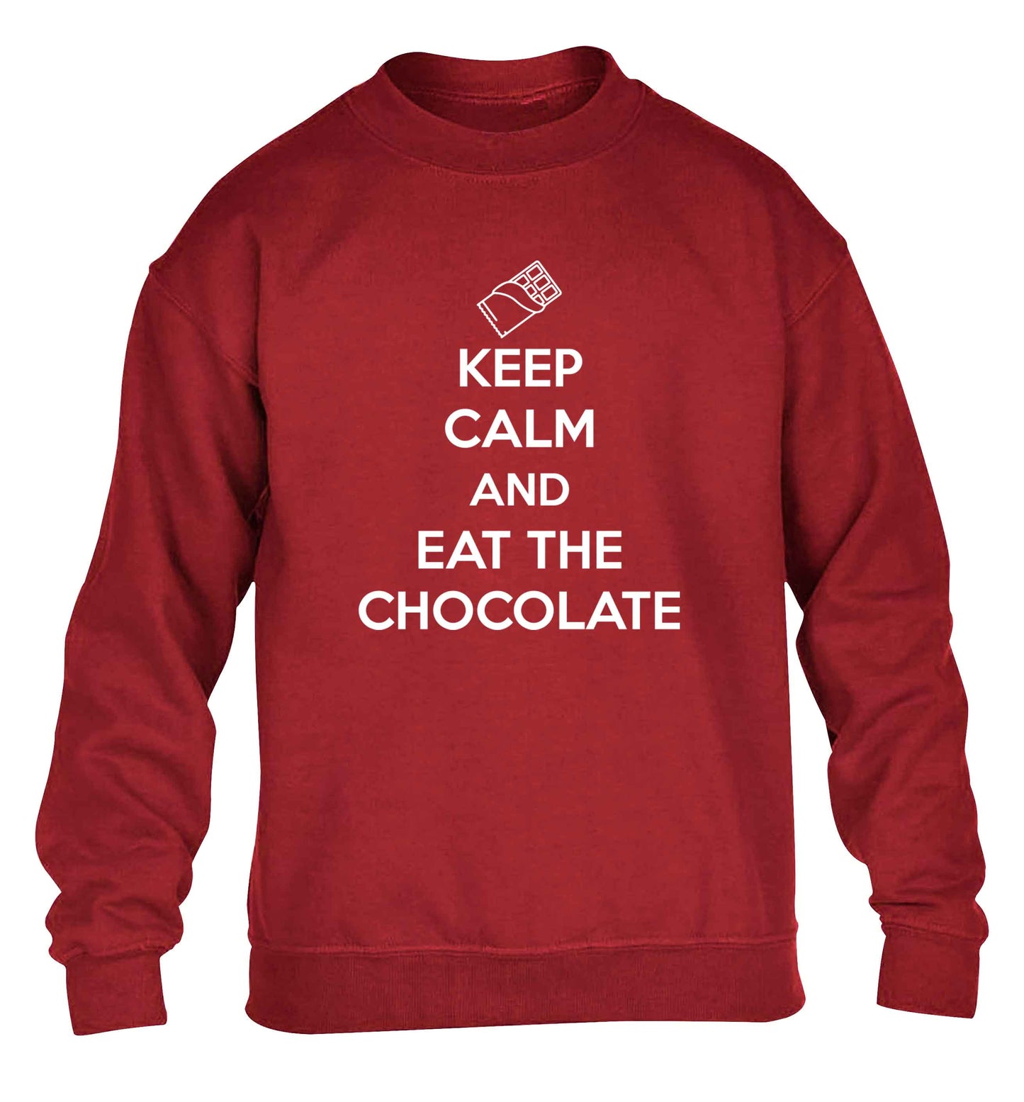 funny gift for a chocaholic! Keep calm and eat the chocolate children's grey sweater 12-13 Years
