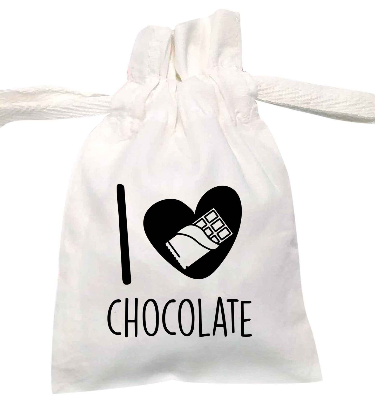 I love chocolate | XS - L | Pouch / Drawstring bag / Sack | Organic Cotton | Bulk discounts available!