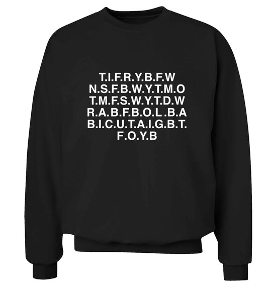 Gen Z funny viral meme adult's unisex black sweater 2XL