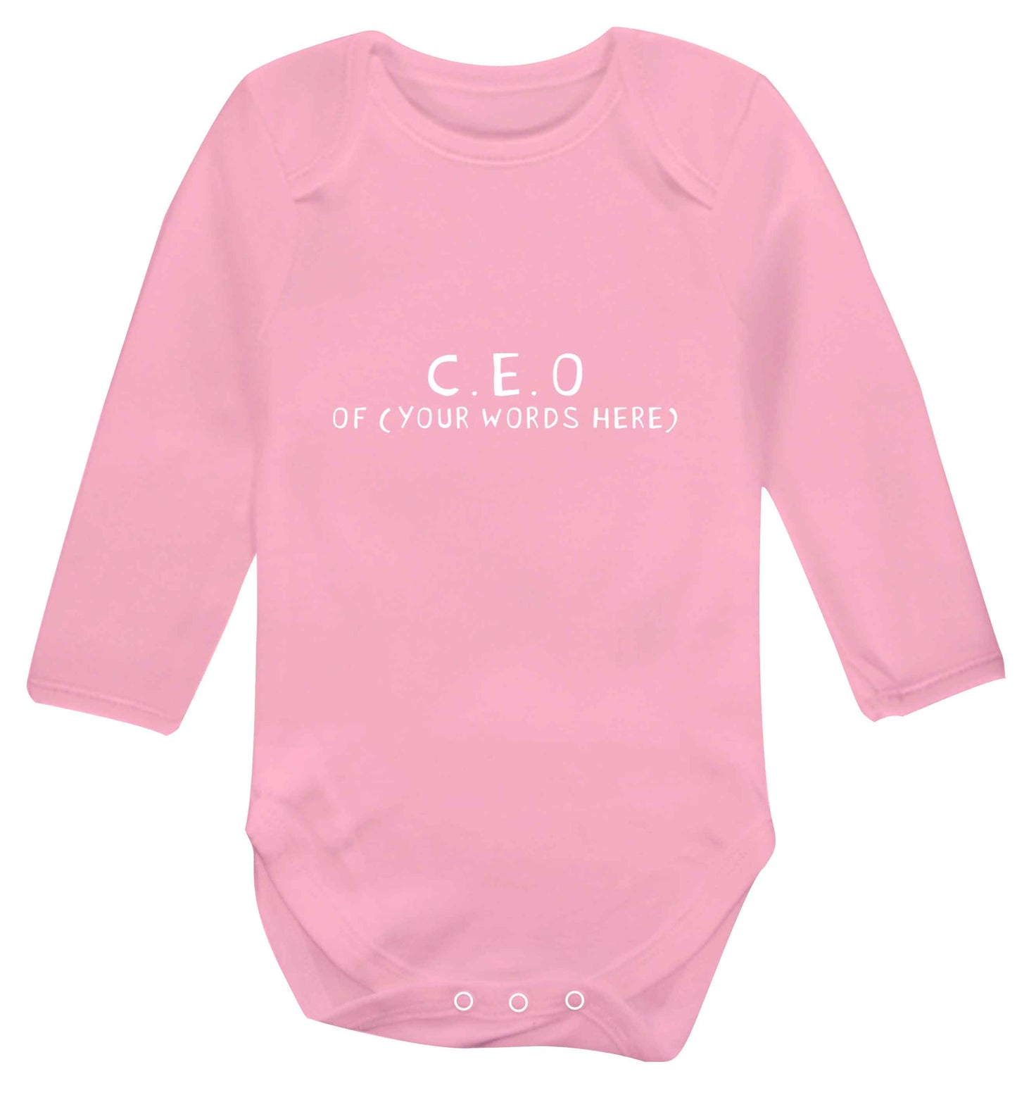 What are you president of? Personalise it here! baby vest long sleeved pale pink 6-12 months