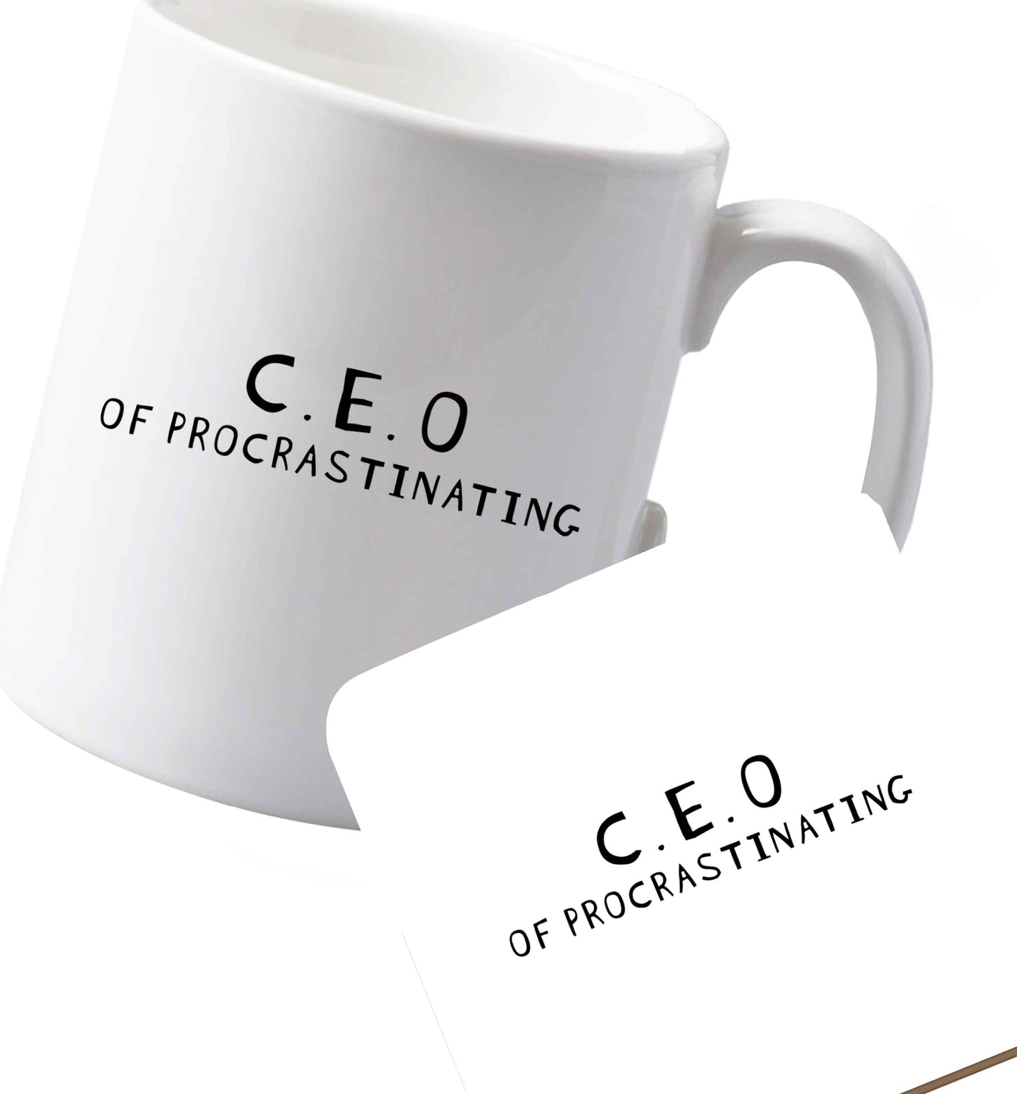10 oz Ceramic mug and coaster What are you president of? Personalise it here! both sides