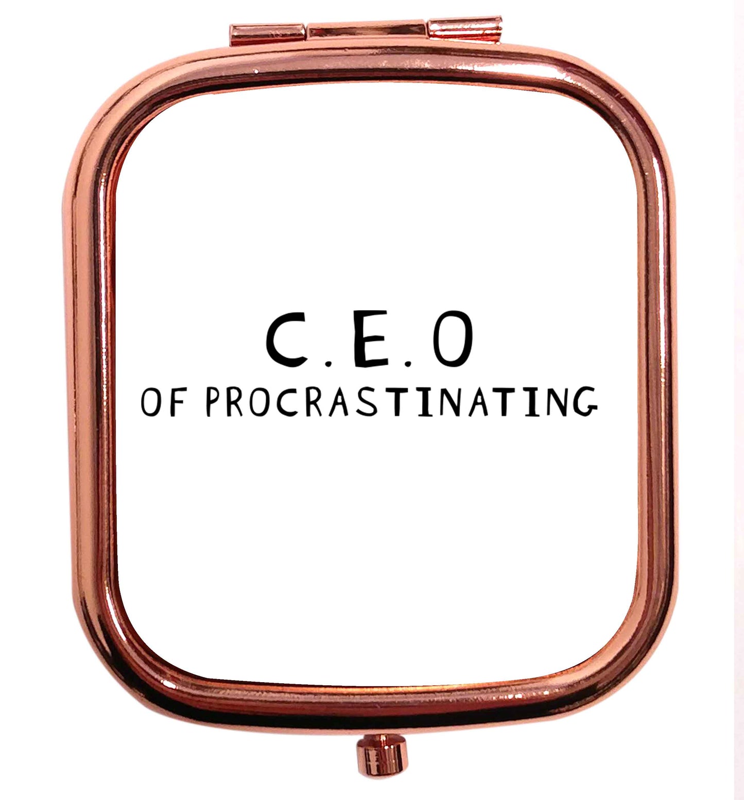 What are you president of? Personalise it here! rose gold square pocket mirror