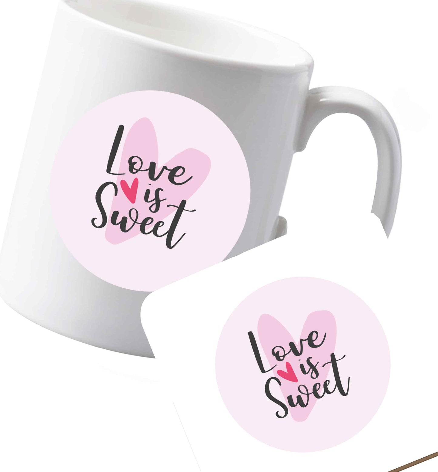 10 oz Ceramic mug and coaster Love really does make the world go round! Ideal for weddings, valentines or just simply to show someone you love them! both sides