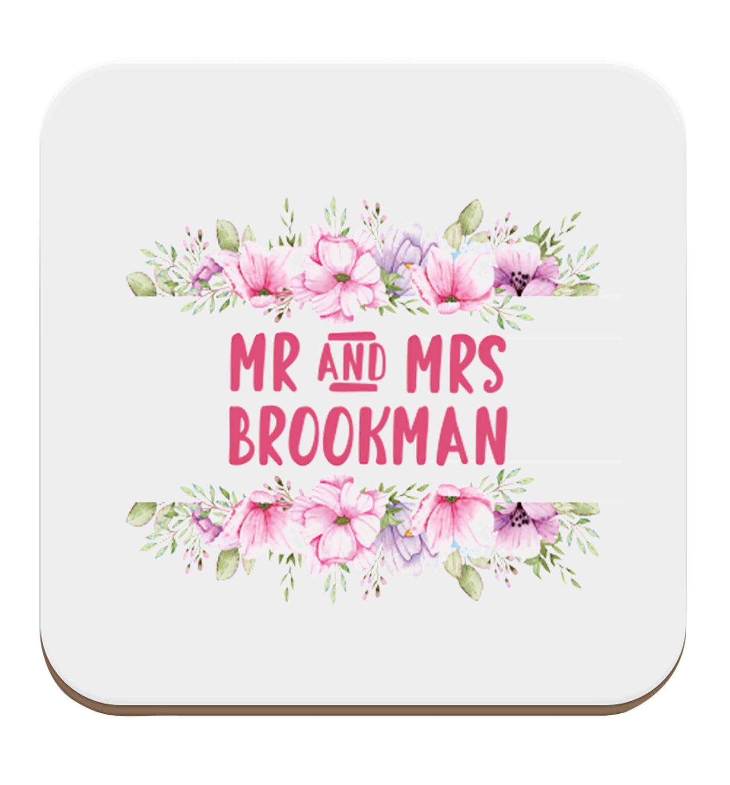 Personalised Mr and Mrs wedding and date! Ideal wedding favours! set of four coasters