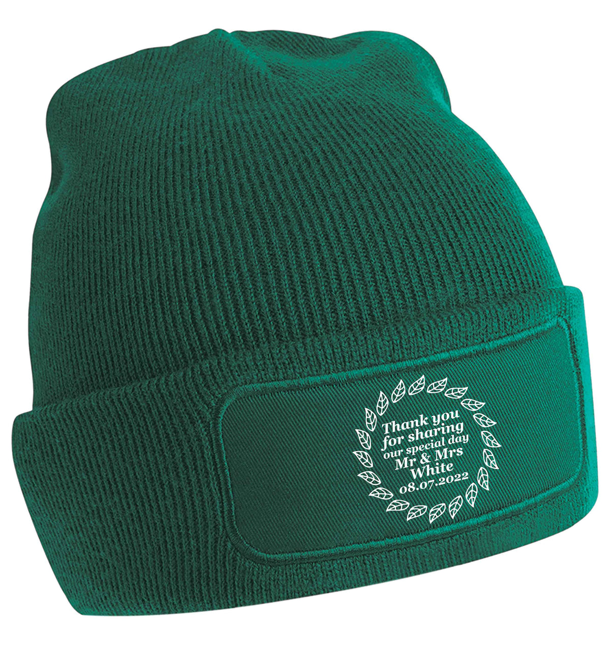 Thank you for sharing our special day Mr and Mrs leaf wreath | Beanie hat