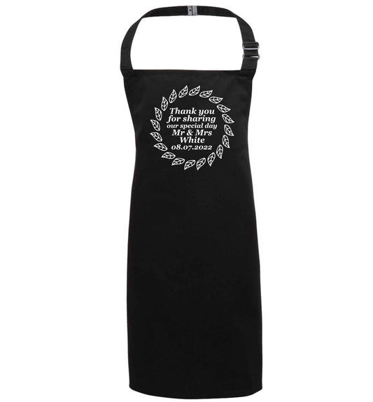 Personalised wedding thank you's Mr and Mrs wedding and date! Ideal wedding favours! black apron 7-10 years