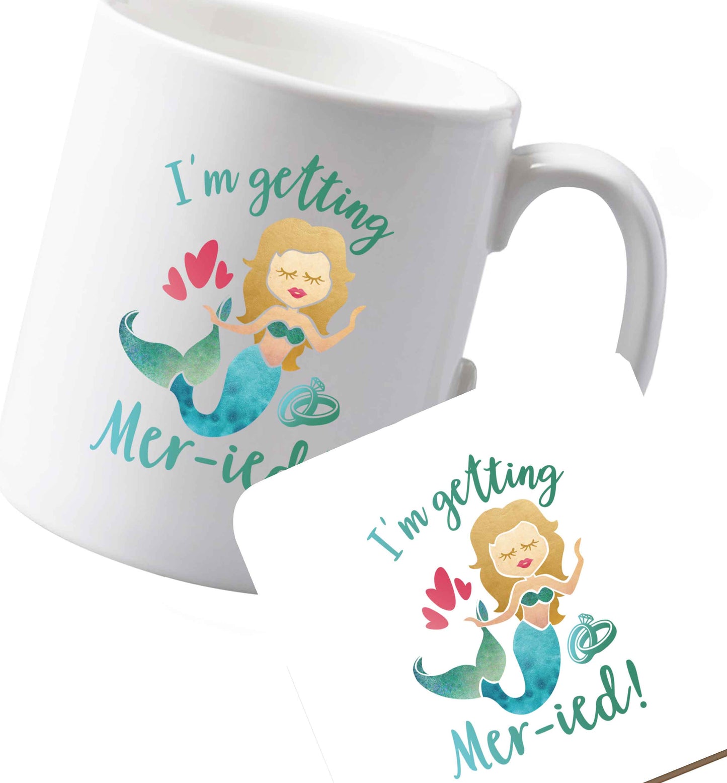 10 oz Ceramic mug and coaster Personalised wedding thank you's Mr and Mrs wedding and date! Ideal wedding favours! both sides