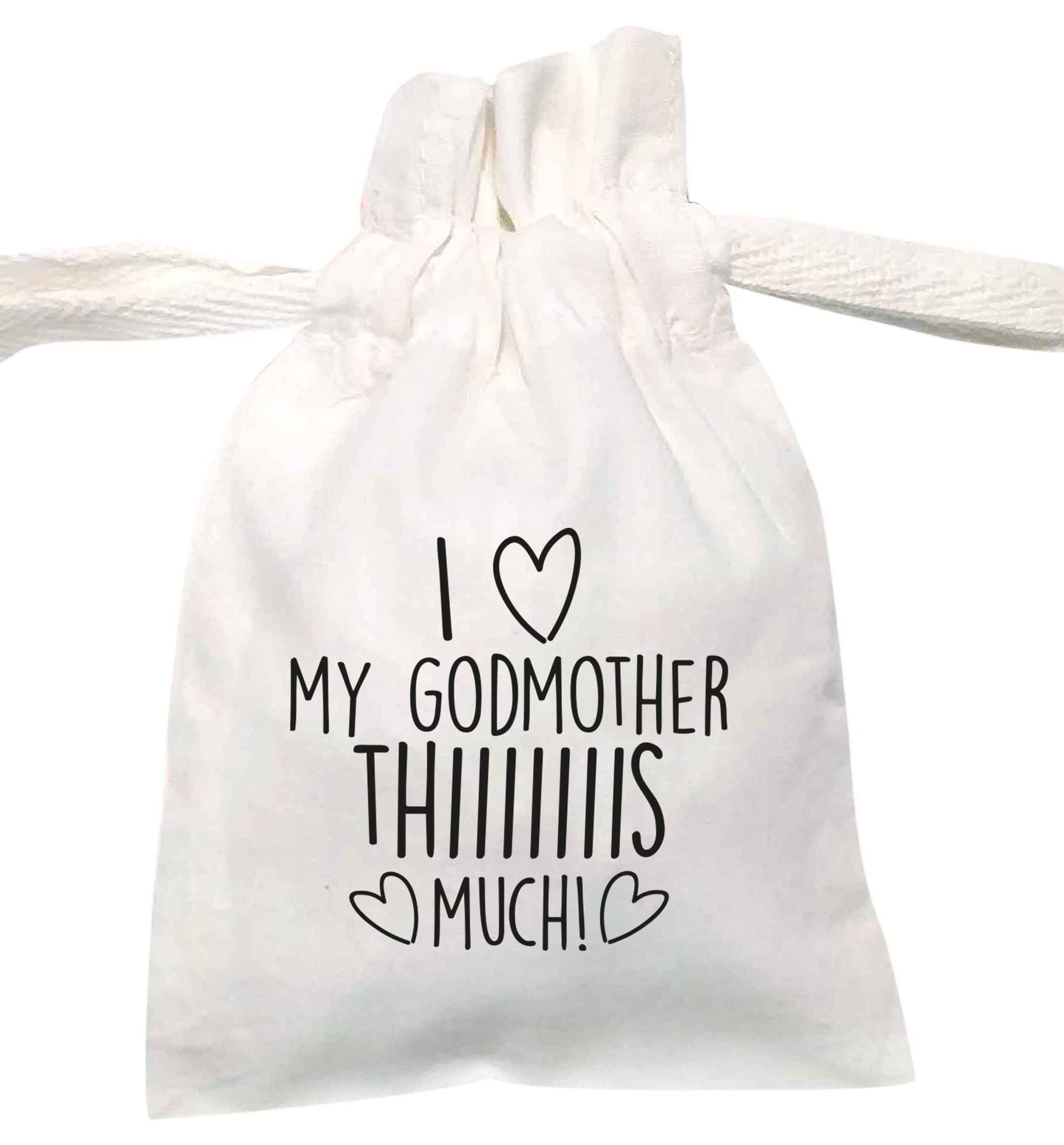I love my Godmother this much | XS - L | Pouch / Drawstring bag / Sack | Organic Cotton | Bulk discounts available!