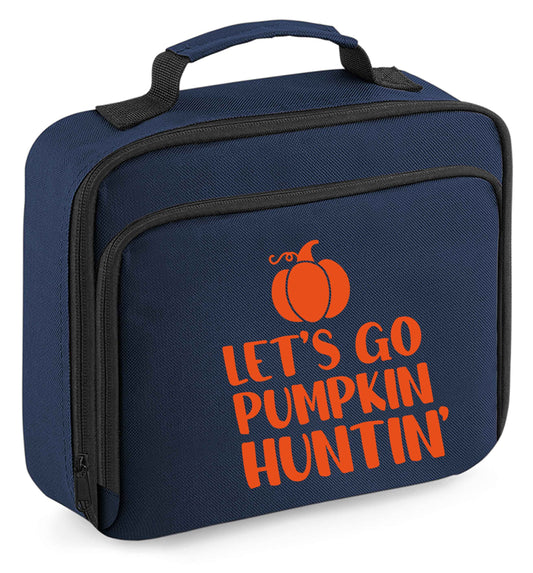 Let's go Pumpkin Huntin'insulated navy lunch bag cooler